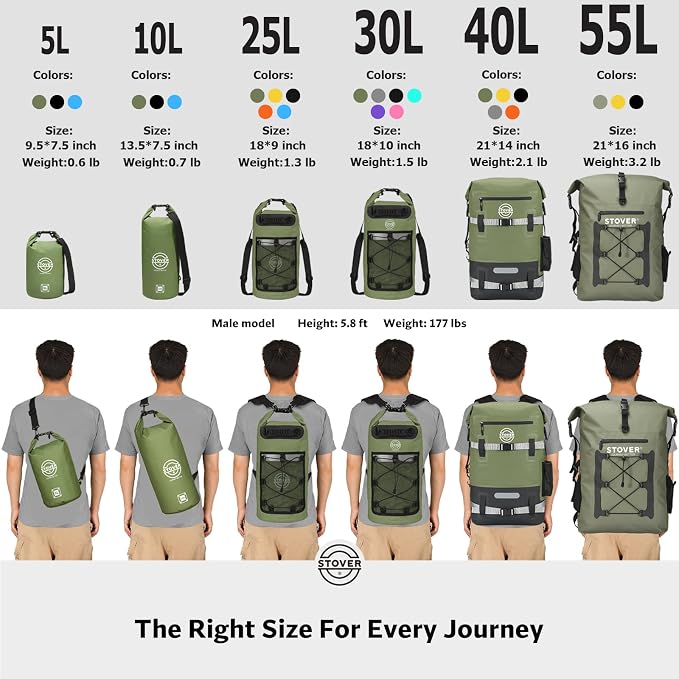 STOVER 5/10/25/30/40/55L Waterproof Backpack- Floating Dry Bag - Image 7