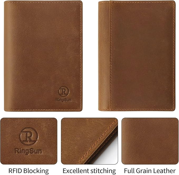 Ringsun Leather Passport Cover for Men Women, RFID Passport Wallet Case Travel - Image 5