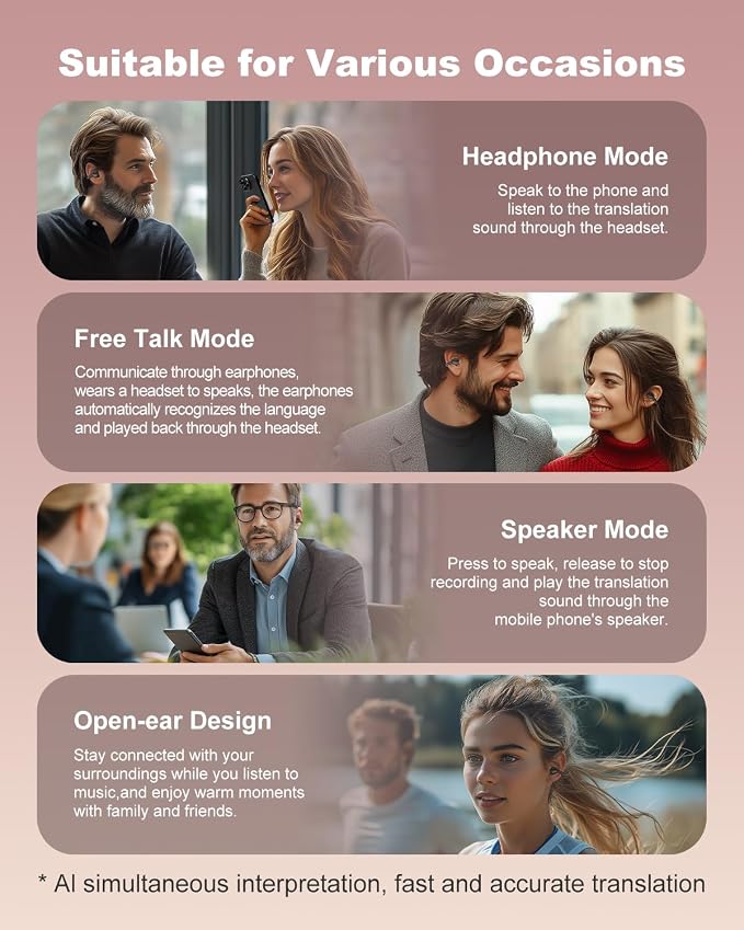 Ai Translation Earbuds Real Time, 163 Languages & Accents Translator Earbuds - Image 5