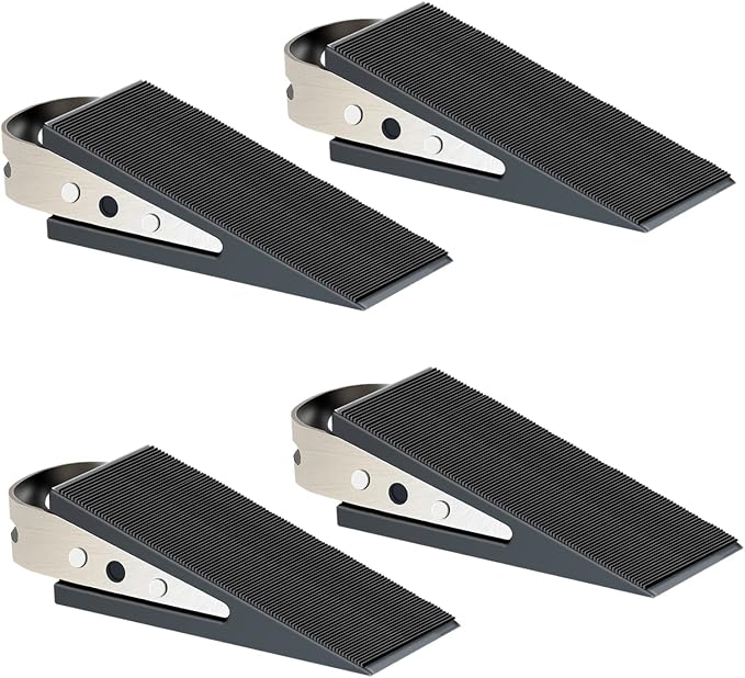 Shackcom Rubber Door Stopper Wedge, 4 Pack Black Heavy Duty Door Stop Suitable by Shackcom