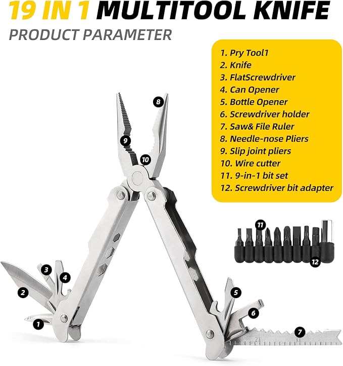 21-in-1 Multitools Needle Nose Pliers, Pocket Knife, Screwdriver, Bottle and - Image 2