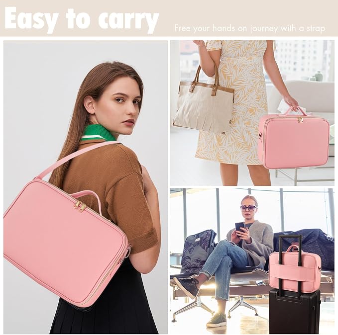 Large Travel Makeup Bag with LED Mirror, 3-Color Stepless Dimming Stand Mirror - Image 6