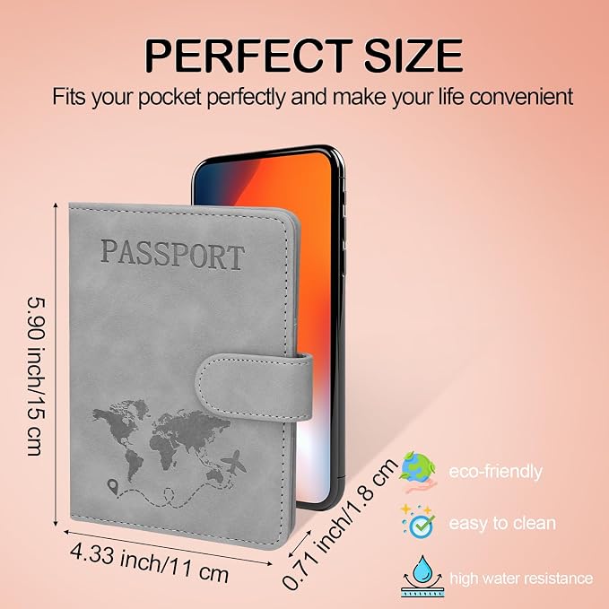 Passport Holders, RFID Blocking Credit Card Holder, PU Leather Vaccine Card - Image 2