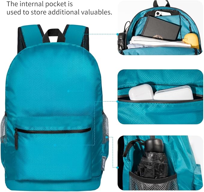 pack all 20L Lightweight Packable Backpack, Water Resistant Foldable Backpack - Image 4