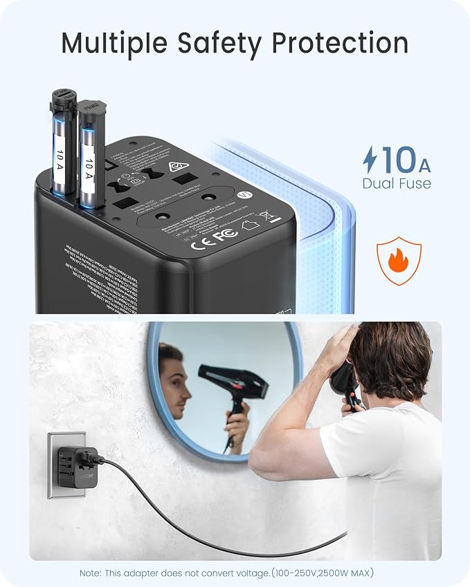 LENCENT Universal Travel Adapter, GaN III 30W International Charger - Image 7