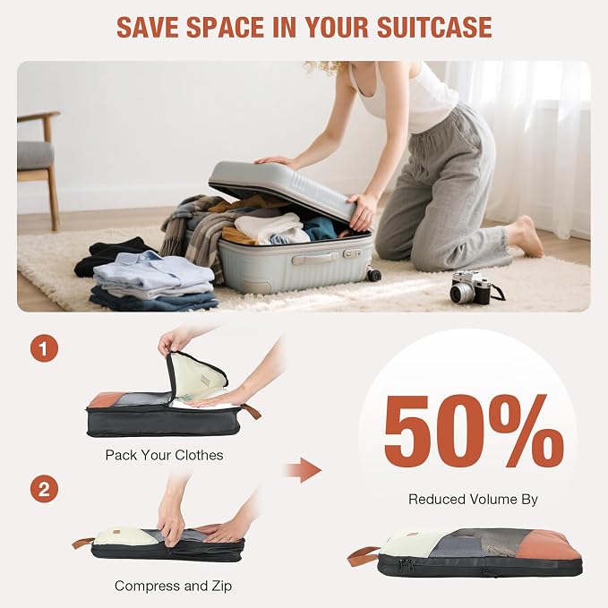 Packing Cubes for Travel, Compression 6 Set Organizer Bags for Women - Image 4