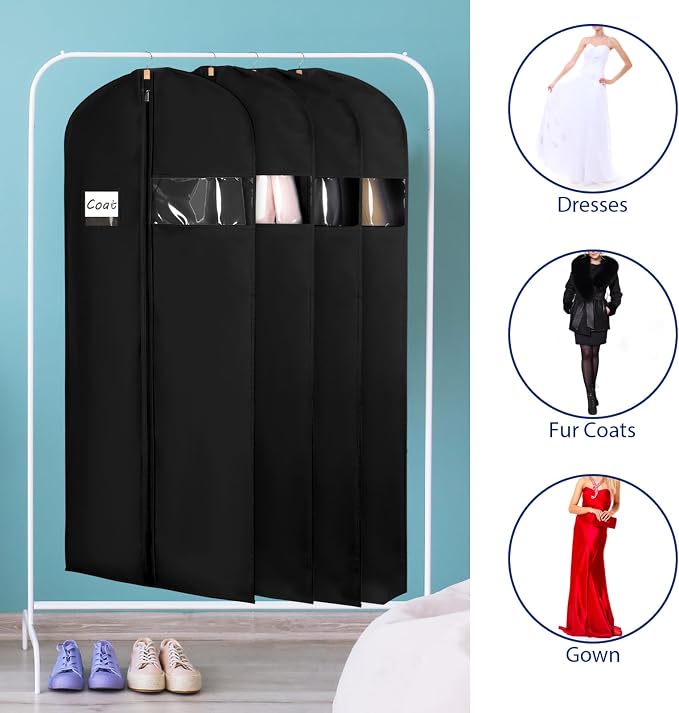 Syeeiex 60'' Garment Bags for Hanging Clothes, Dress Garment Bags for Gowns - Image 3