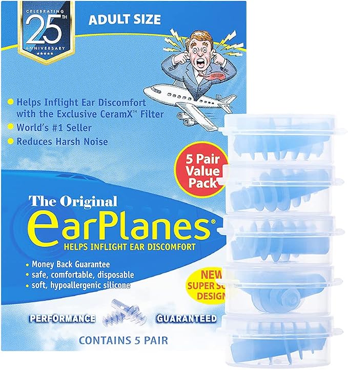 New Super Soft Adult EarPlanes® Ear Plugs Airplane Travel Ear Protection 5 Pair by Cirrus+Healthcare+Products