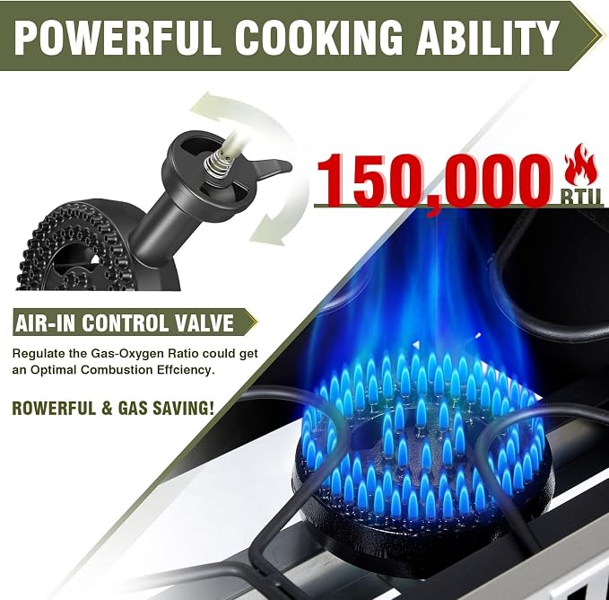 Bestfire 2 Burner Propane Stove Outdoor Camping Gas Stoves 150, 000 BTU Auto - Image 2