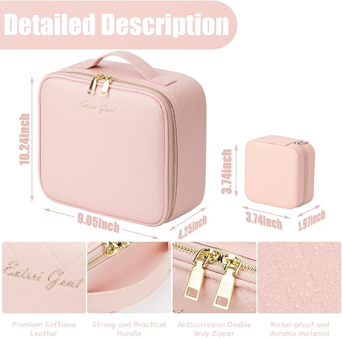 Makeup Travel Train Case with Mirror LED Light 3 Adjustable Brightness Cosmetic - Image 2