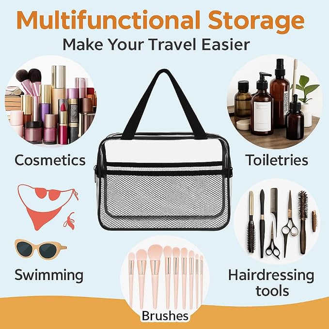 XEWEA 2PCS Middle TSA Approved Clear Travel Toiletry Bags - Image 4