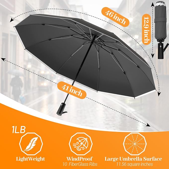 Travel Umbrella Superior, Beautiful & Compact, Large Strong but Light Portable - Image 2