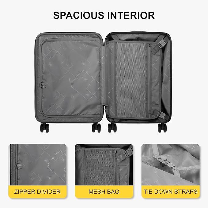 LEVEL8 Grace Carry on Luggage Airline Approved, 20 Inch Expandable Hardside - Image 5