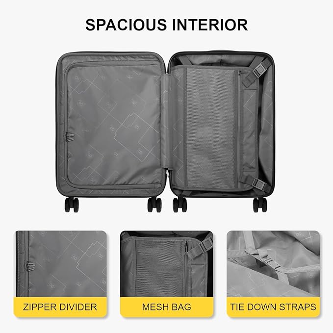 LEVEL8 Grace Carry on Luggage Airline Approved, 20 Inch Expandable Hard Sided - Image 5