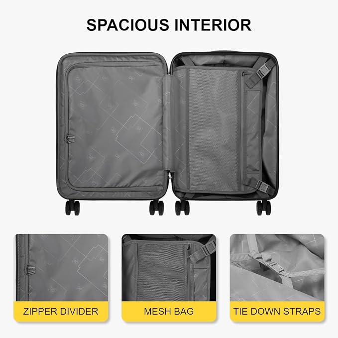 LEVEL8 Grace Carry on Luggage, 20 Inch Expandable Hard Shell Suitcases - Image 7