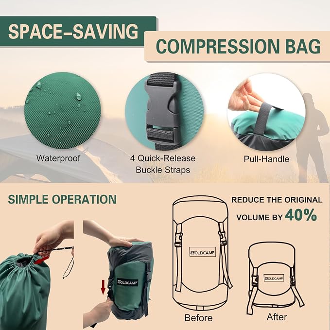 GOLDCAMP Compression Sack for Sleeping Bag Store Ultralight Sleeping Bag - Image 7