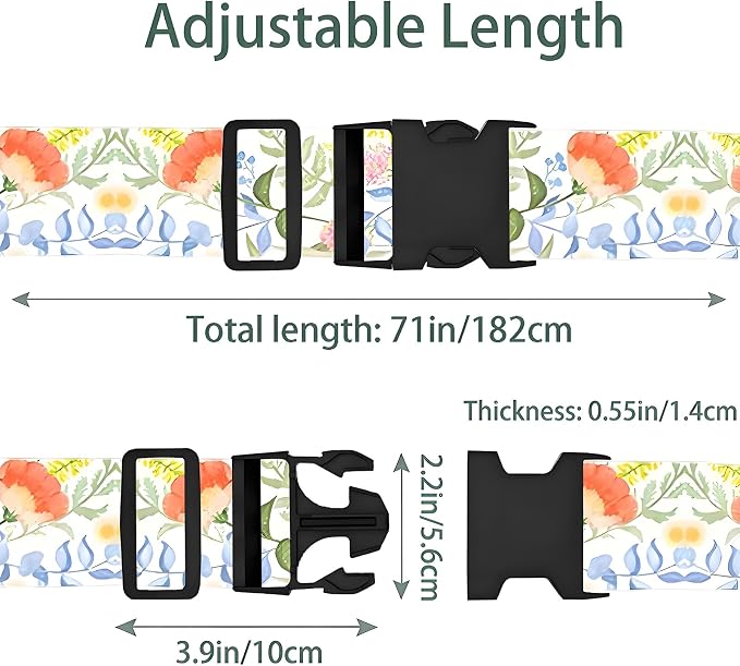 Roses Flowers Luggage Straps for Suitcases, Adjustable Luggage Travel Belts to - Image 2