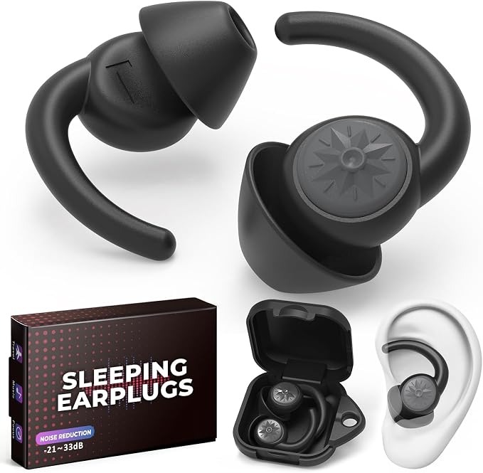Ear Plugs for Sleeping: Reusable Earplugs for Sleep, Snoring Blocking, 2 Pairs by EarthVibe
