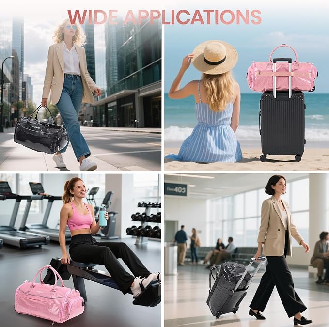 3-in-1 Rolling Garment Bags for Travel, Glitter Wheeled Carry-On Suit Luggage - Image 7