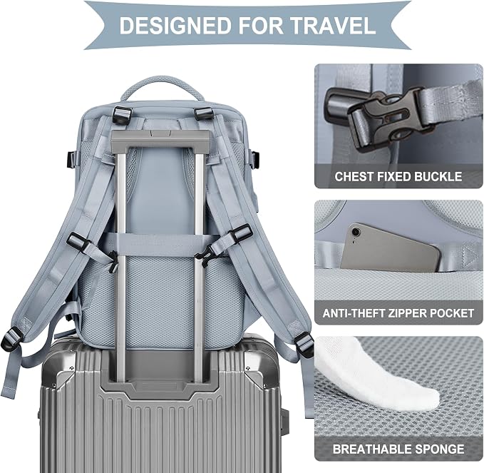 coowoz Large Travel Backpack For Women Men, Carry On Backpack Flight Approved - Image 7