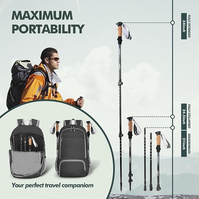 KINGGEAR Nordic Walking Stick, TP1 Hiking Poles Retractable Lightweight 7075 - Image 4