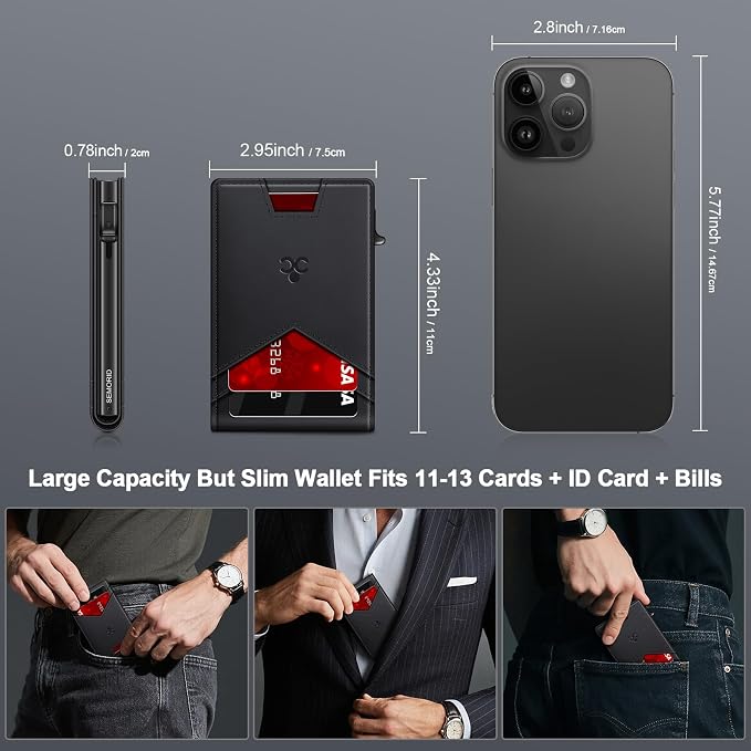 Wallet for Men Wallet with Slim Pop Up Card Holder for 12-14 Cards, RFID - Image 6