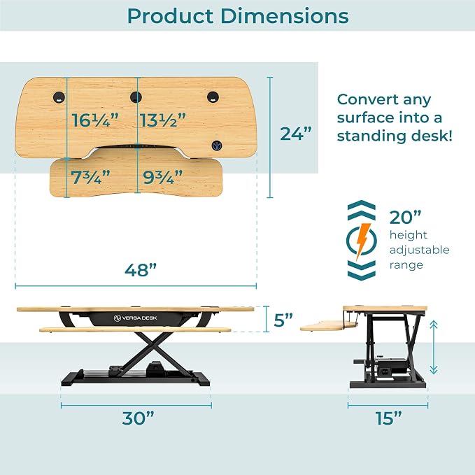 VERSADESK 48 Inch Extra Wide Electric Standing Desk Converter, PowerPro™ Height - Image 4