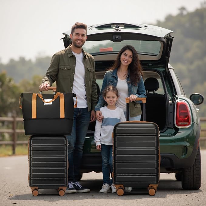 LARVENDER Luggage Sets 5 Piece Hardside Expandable Suitcase - Image 2
