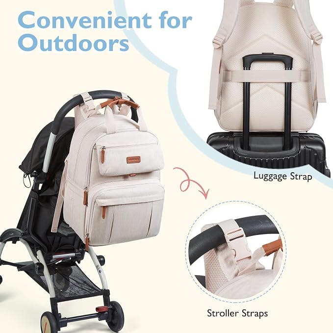 mommore Diaper Bag Backpack, Large Diaper Bag Expandable - Image 6