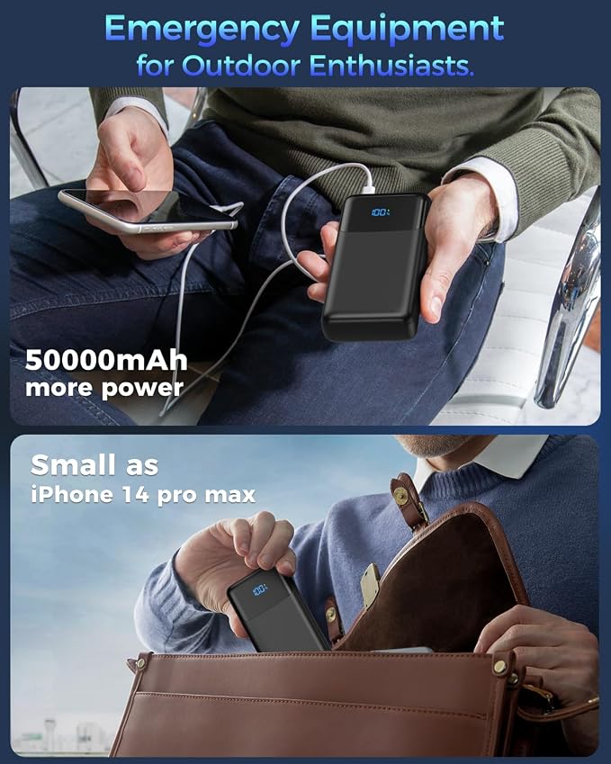 Portable Charger Power Bank 50000mAh, USB-C PD 30W and QC 4.0 Fast Charging - Image 4