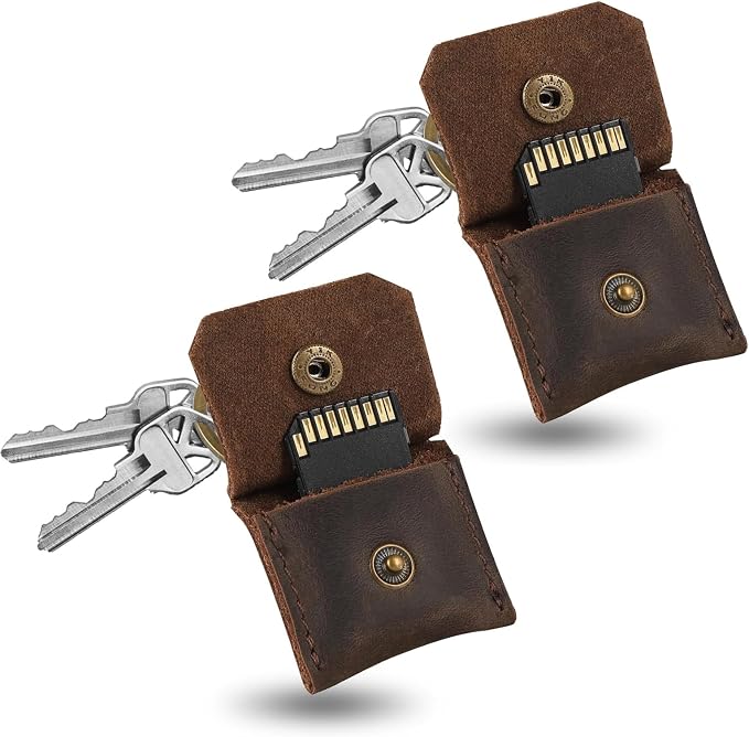 Jack&Chris Genuine Leather SD Card Holder Keychain, Anti-Shock Anti-Dust SD by JackChris