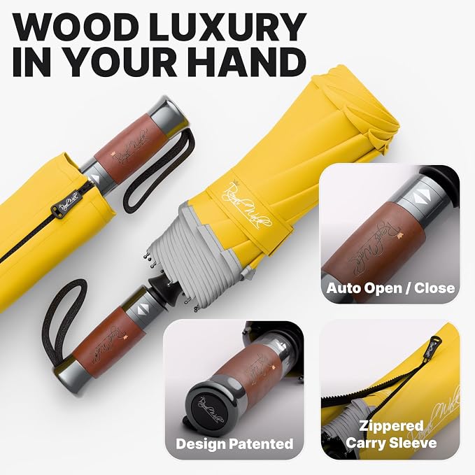 Royal Walk Windproof Folding Travel Umbrella Compact and Strong Luxurious Real - Image 3