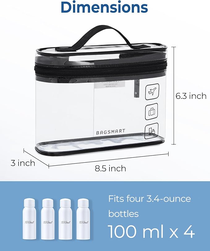 BAGSMART TSA Approved Toiletry Bag, 3 Pack Clear Makeup Cosmetic Bag Organizer - Image 4