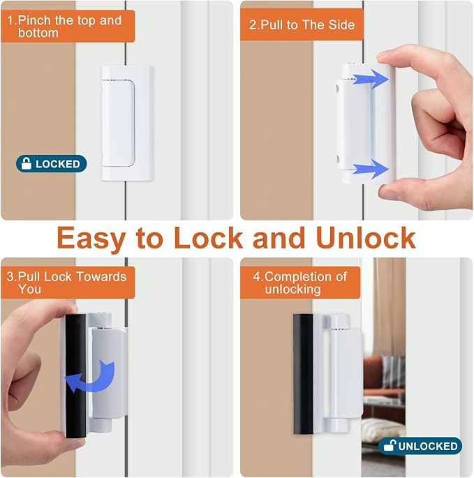 2 Pack Home Security Door Lock, Childproof Door Reinforcement Lock, - Image 5