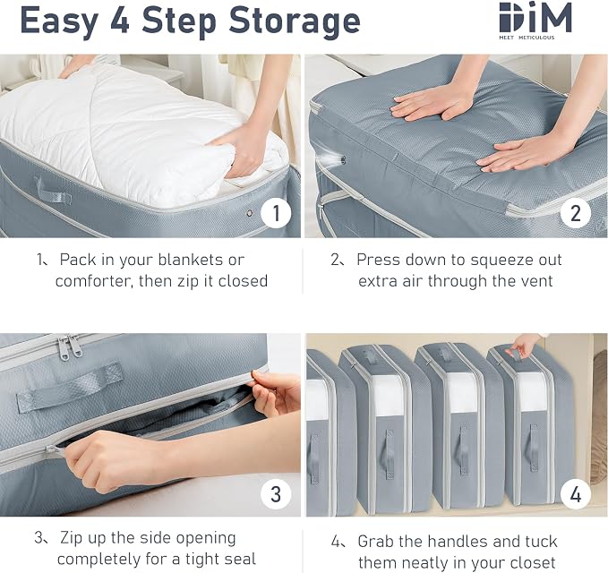 DIMJ Comforter Storage Bag - 100L Large Capacity Blanket Storage Compression - Image 6