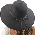 DRESHOW Beach Hats for Women Big Straw Wide Brim Summer Hat Floppy Foldable by DRESHOW