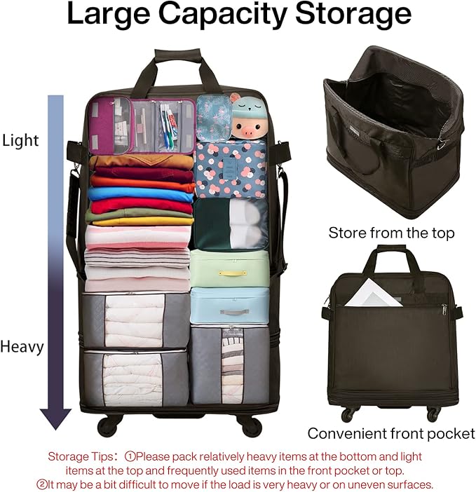 Hanke Suitcases with Wheels Expandable Foldable Luggage Bag Suitcase - Image 5