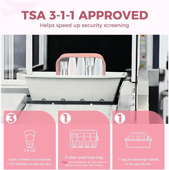 Moyad TSA Approved Clear Toiletry Bag, 3 Pack Quart Size 3-1-1 Liquids Pouch - Image 4
