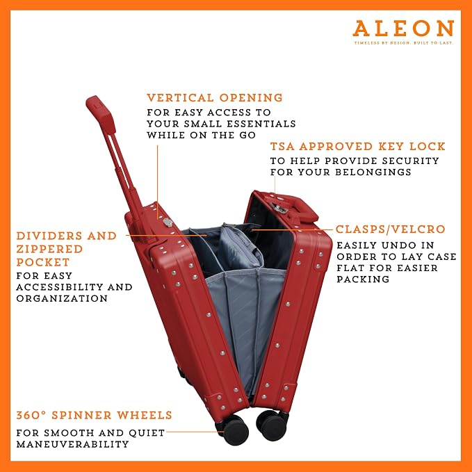 Aleon 16” Aluminum Vertical Underseat Carry-On Luggage - Image 3