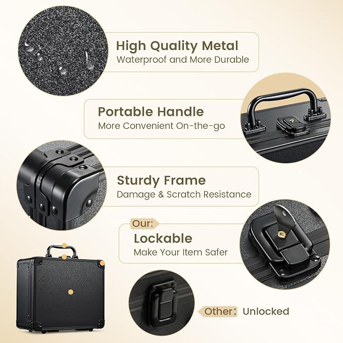 Makeup Case with Magnetic Lighted Mirror Makeup Organizer Box Travel Cosmetic - Image 5