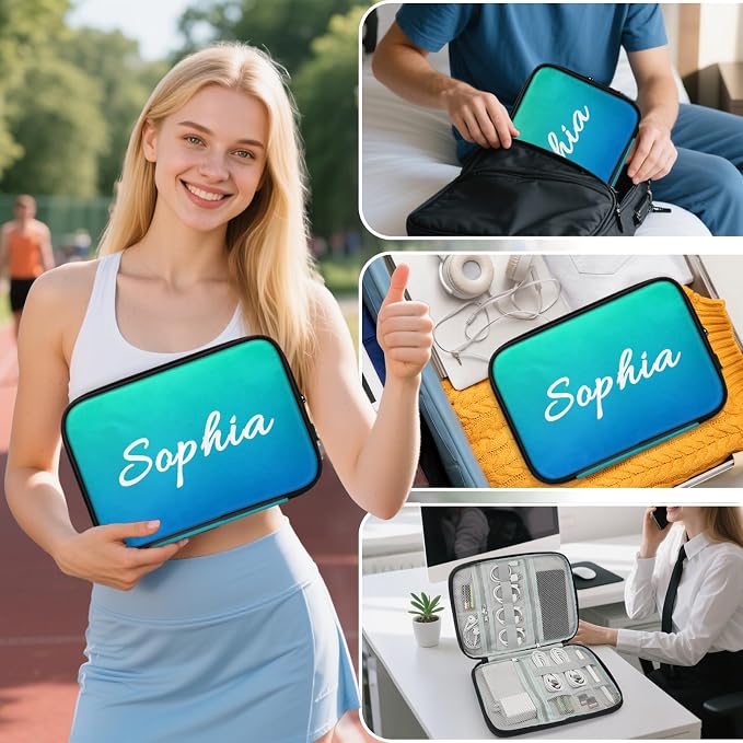 Personalized Electronics Organizer Travel Case Custom Name Cord Storage Bag - Image 7