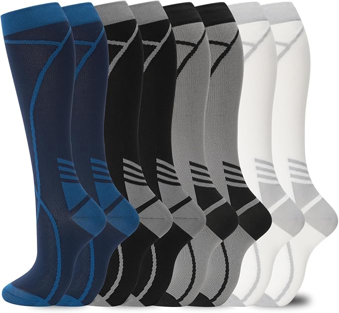 Compression Socks for Women Men Circulation Knee High 8 Pairs for Nurses by HELLOMOMOYA