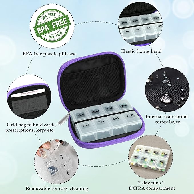 Serfeymi Weekly Travel Pill Organizer Pill Case - Image 4