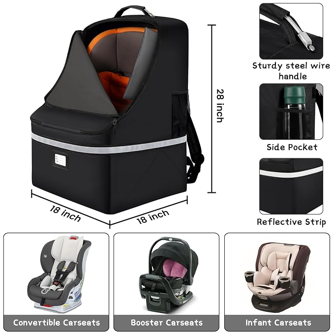 Car Seat Travel Bag, Padded Car Seats Backpack - Image 2