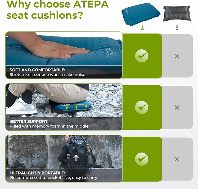 ATEPA Inflatable Stadium Seat Cushion, Self-Inflating Memory Foam Stadium Seats - Image 5