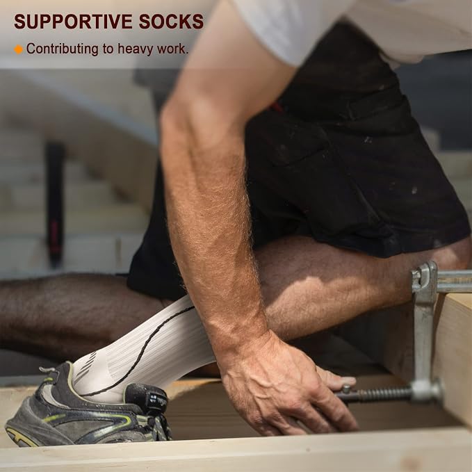 BULLIANT Compression Socks for Men 6Pairs, Athletic Crew Socks Cushioned For - Image 8