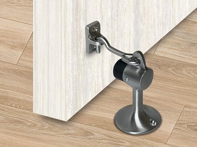 QCAA Solid Brass Door Stop, 3-15/16" Height, Satin Chrome, Made in Taiwan - Image 5