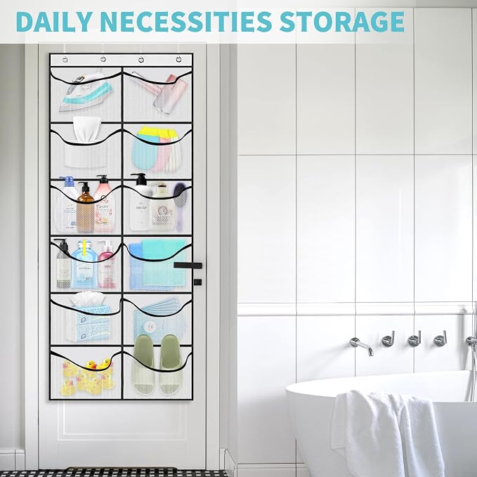2 Packs Over the Door Shoe Organizer, 24 Extra Large Mesh Pockets Hanging Shoe - Image 6