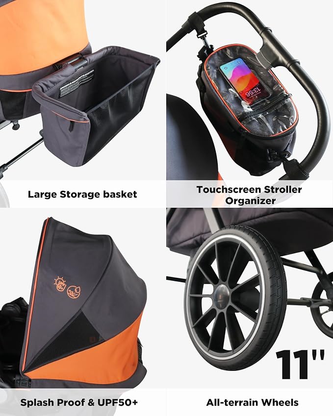 Tandem Wagon Stroller – All-Terrain 2-in-1 Push & Pull Design, Double Seat - Image 8