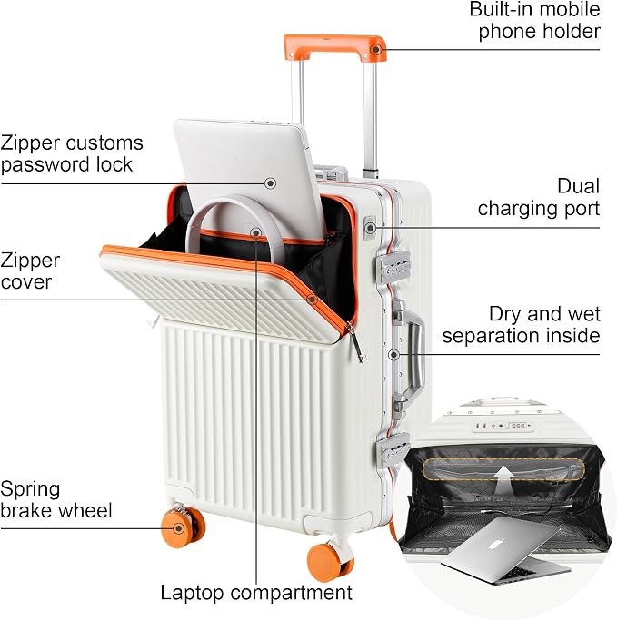 Hard Shell Luggage 20 Inch Travel Luggage, PC+ABS Aluminum Frame, Lightweight - Image 3